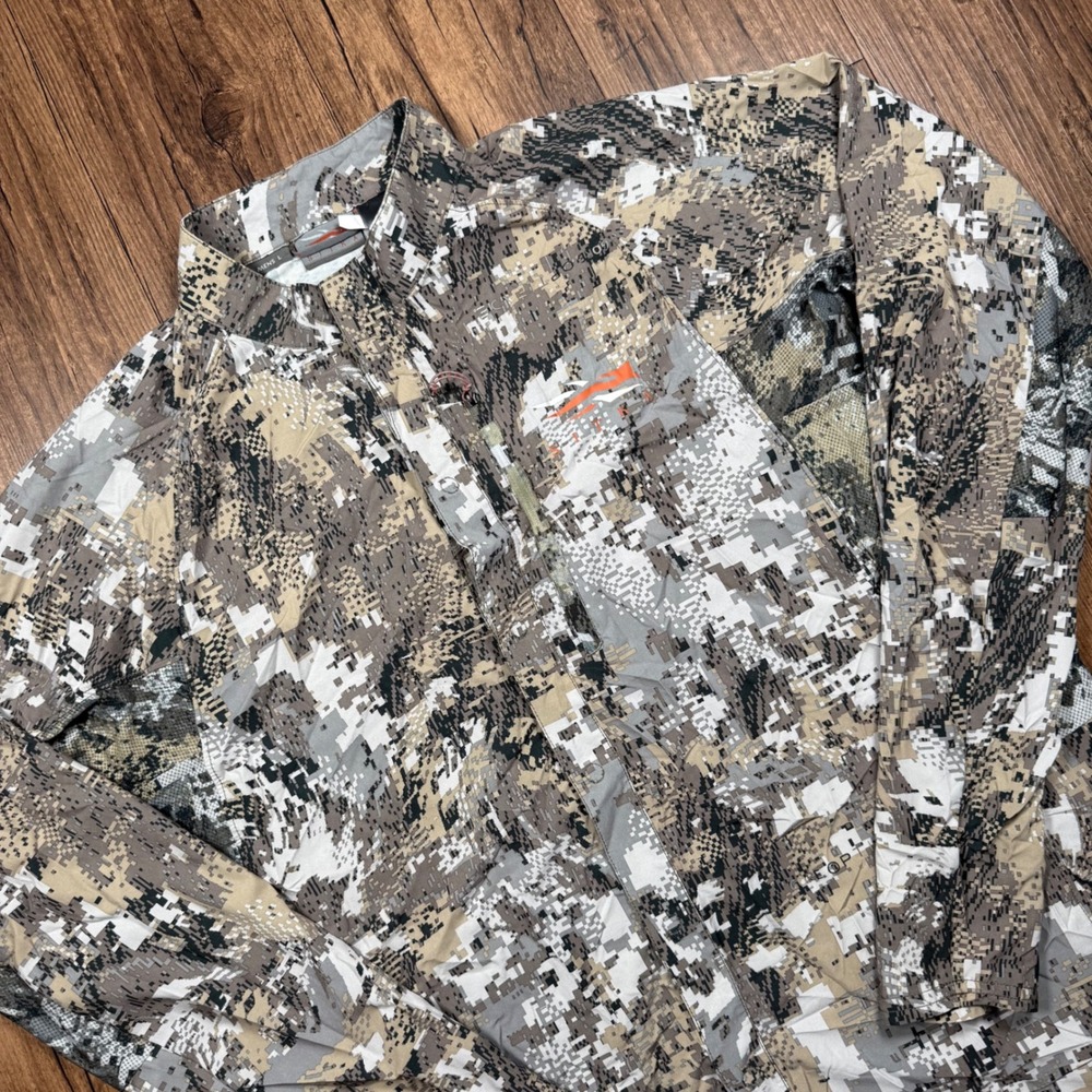 Sitka Gear ESW Shirt Mens L Brown Camo Optifade Elevated II Hunting Vented Snap
